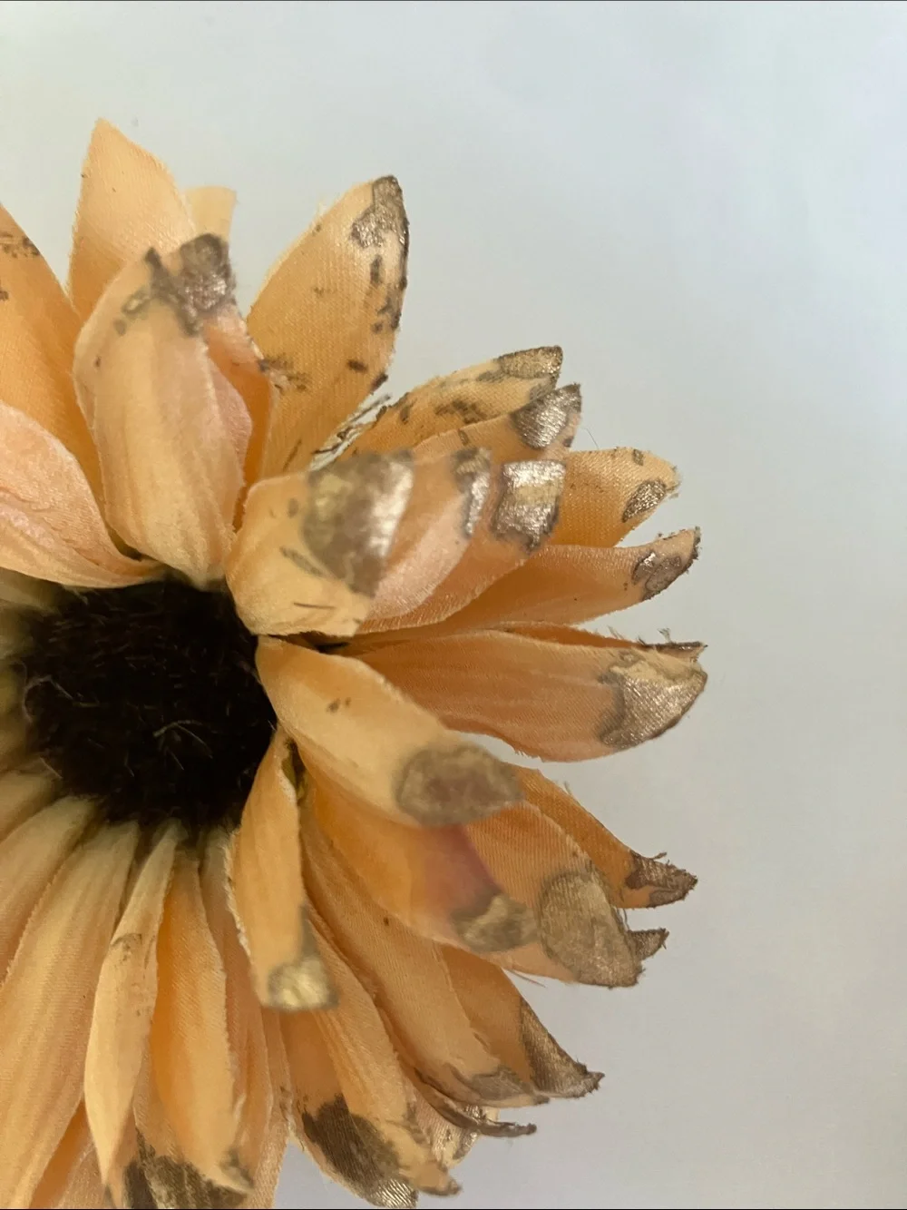 Peach Satin Daisy Hair Clip with Gold-Tipped Petals